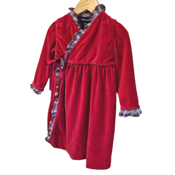 SUPER CUTE! Ralph Lauren Toddler Velour Holiday Dress Red 18 Months - Picture 2 of 8
